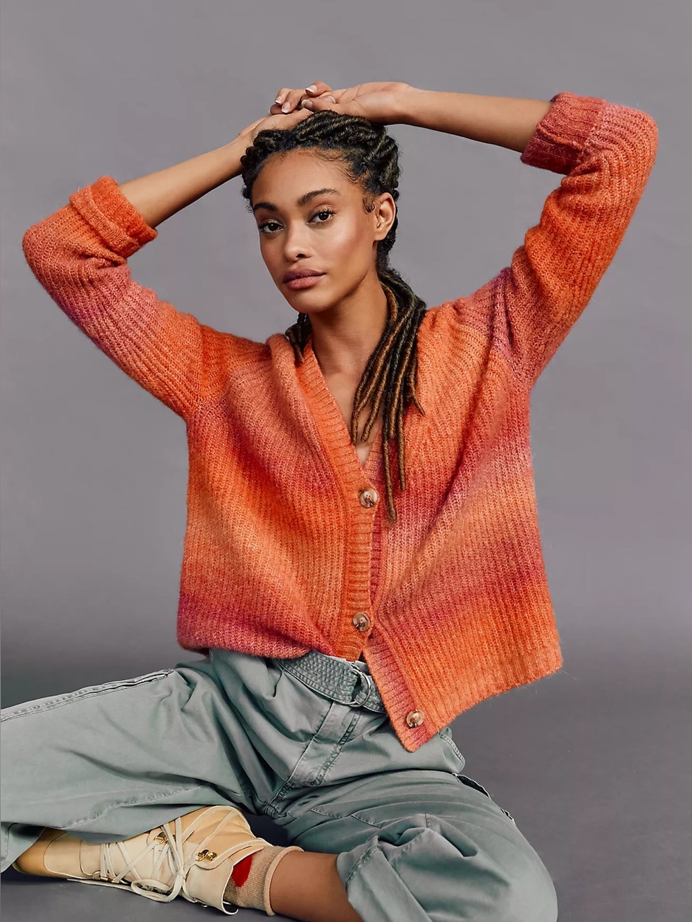 Anthropologie Maeve Hallie Space-Dyed Cardigan XS Wool Blend Sweater